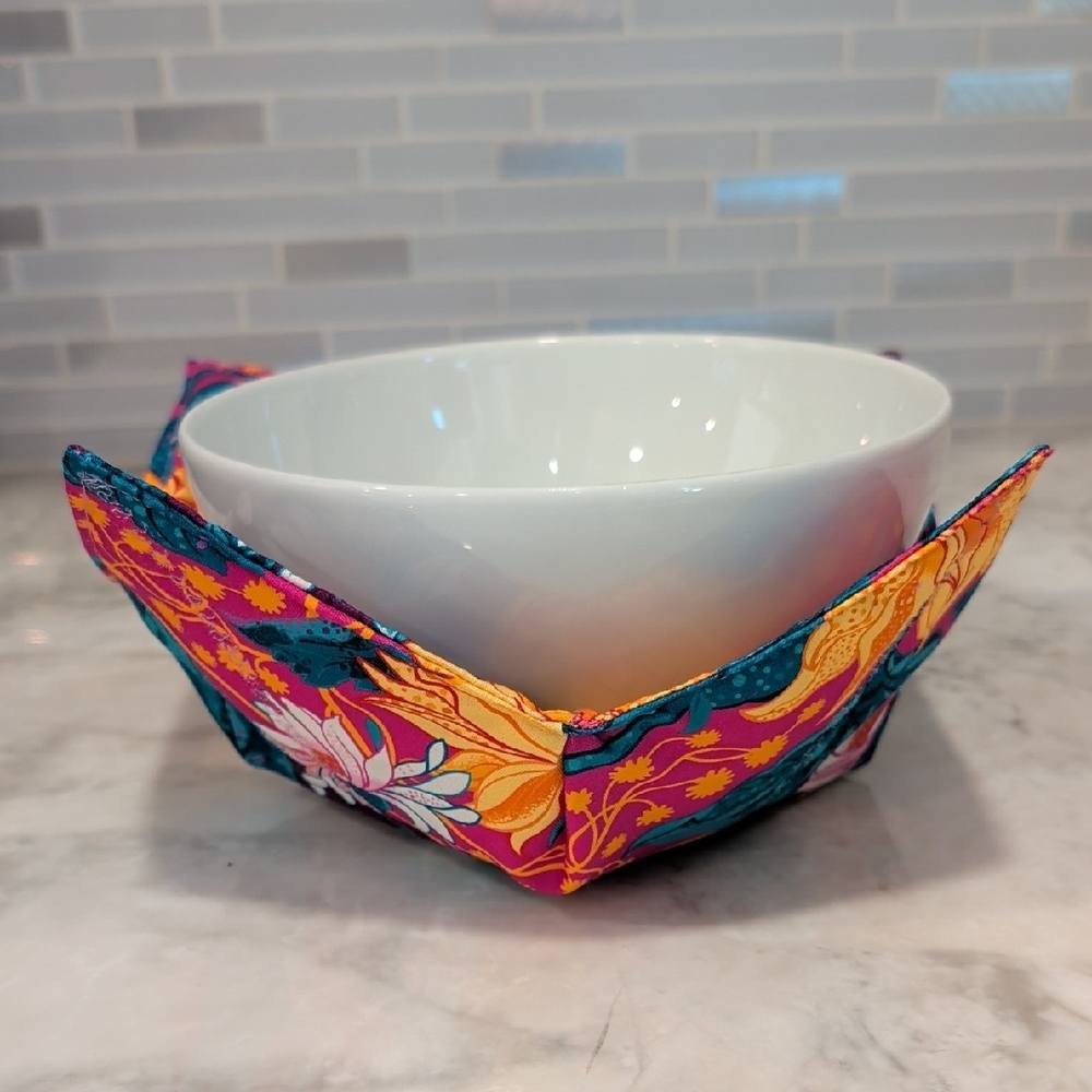 Sunflower Floral Bowl Cozy | Microwave Safe Soup Holder | Handmade Gift